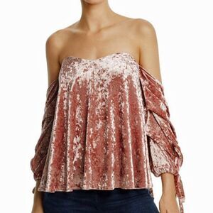 DO+BE Pink Velvet Off-Shoulder Top